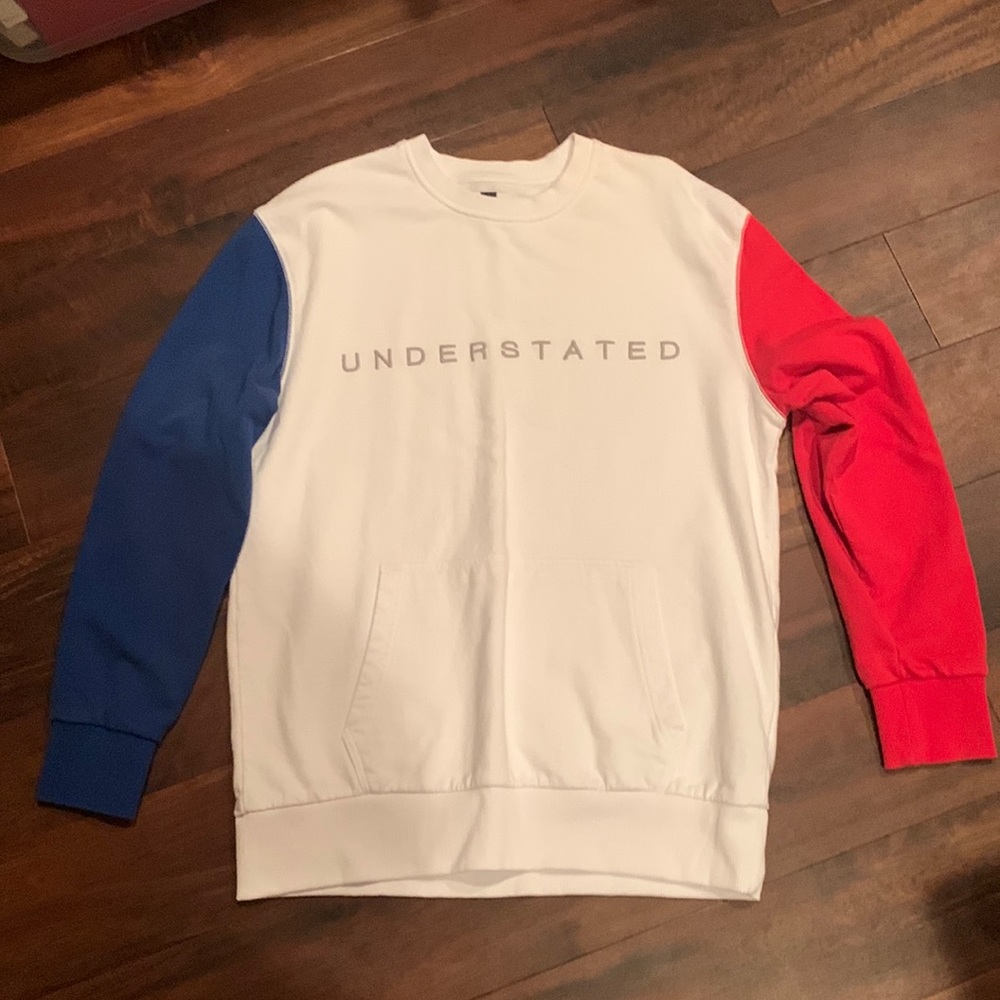 Top man Red White Blue Crewneck Pocket Sweatshirt Medium